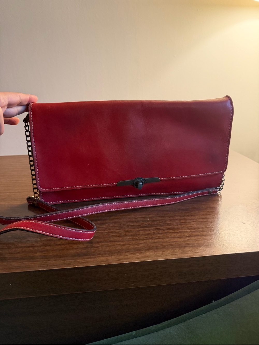 Patricia Nash Red Leather Crossbody Clutch